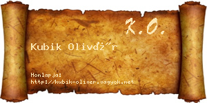 Kubik Olivér névjegykártya